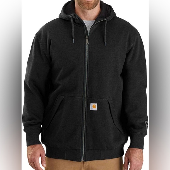 NWT Carhartt Rain Defender Thermal-Lined Full Zip Hoodie Black Loose FitLarge